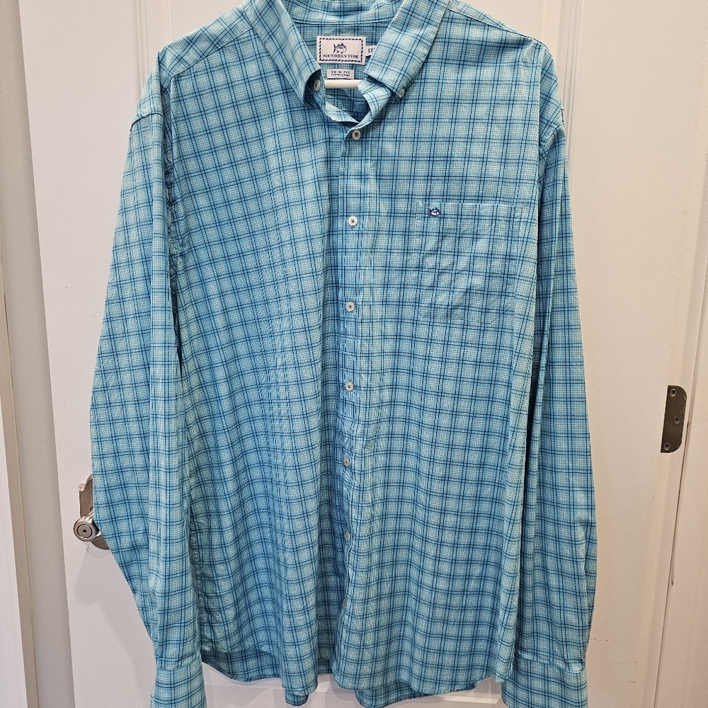 Southern Tide Mens Plaid Trim Fit Button Down Shirt Size XXL